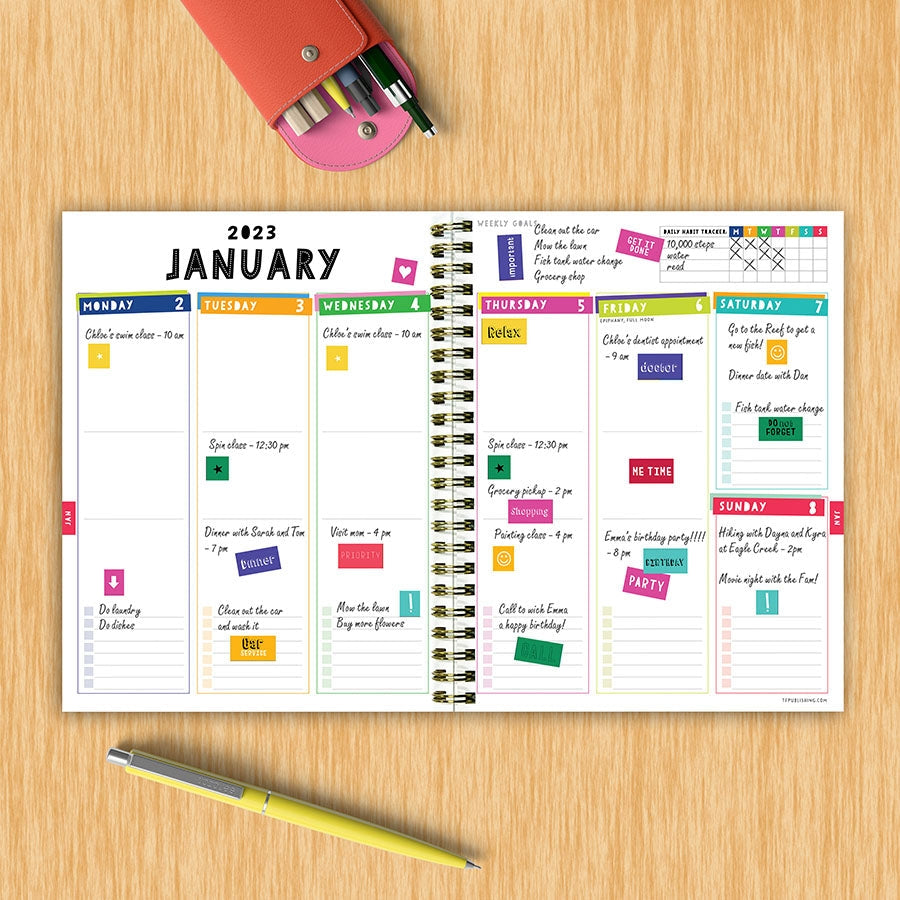 Academic Year July 2022 - June 2023 Wild Print Medium Daily Weekly Monthly Planner