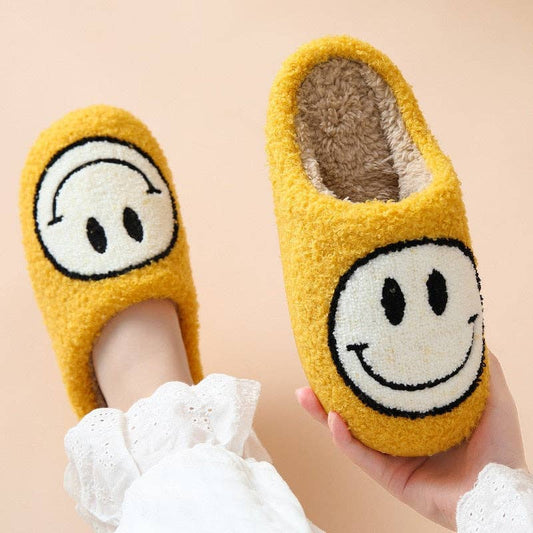 Smiley Face Slippers - Yellow