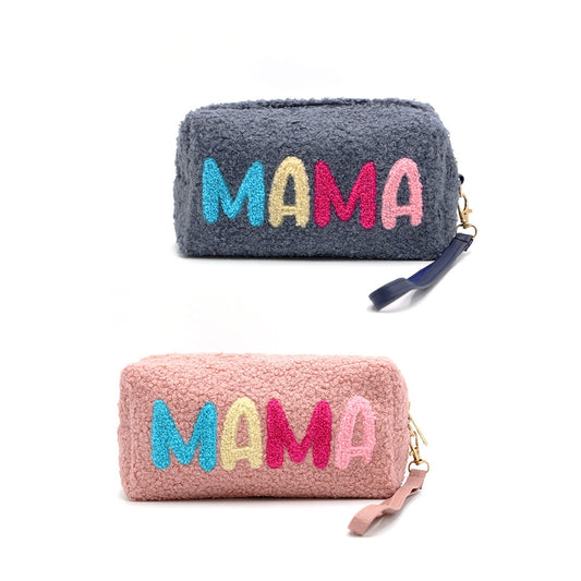 Faux Fur Mama Wristlet Pouch