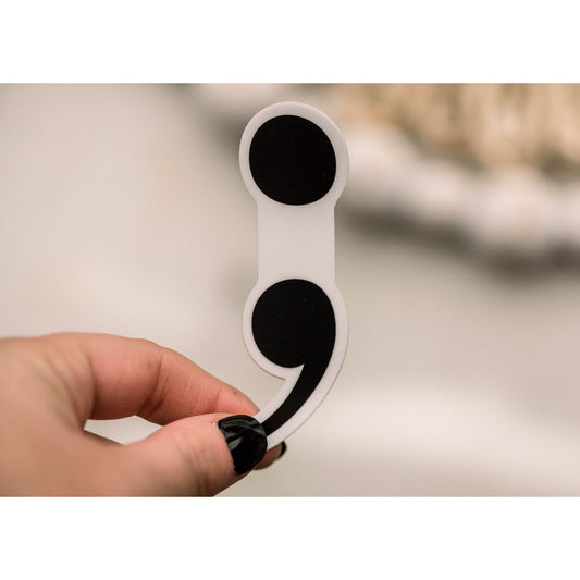 Semicolon Vinyl Sticker, 3x1 in