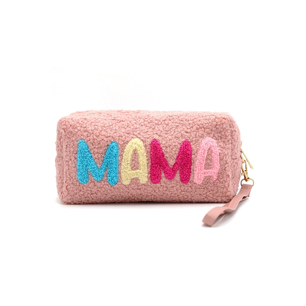 Faux Fur Mama Wristlet Pouch