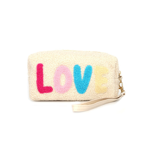 Faux Fur Love Wristlet Pouch