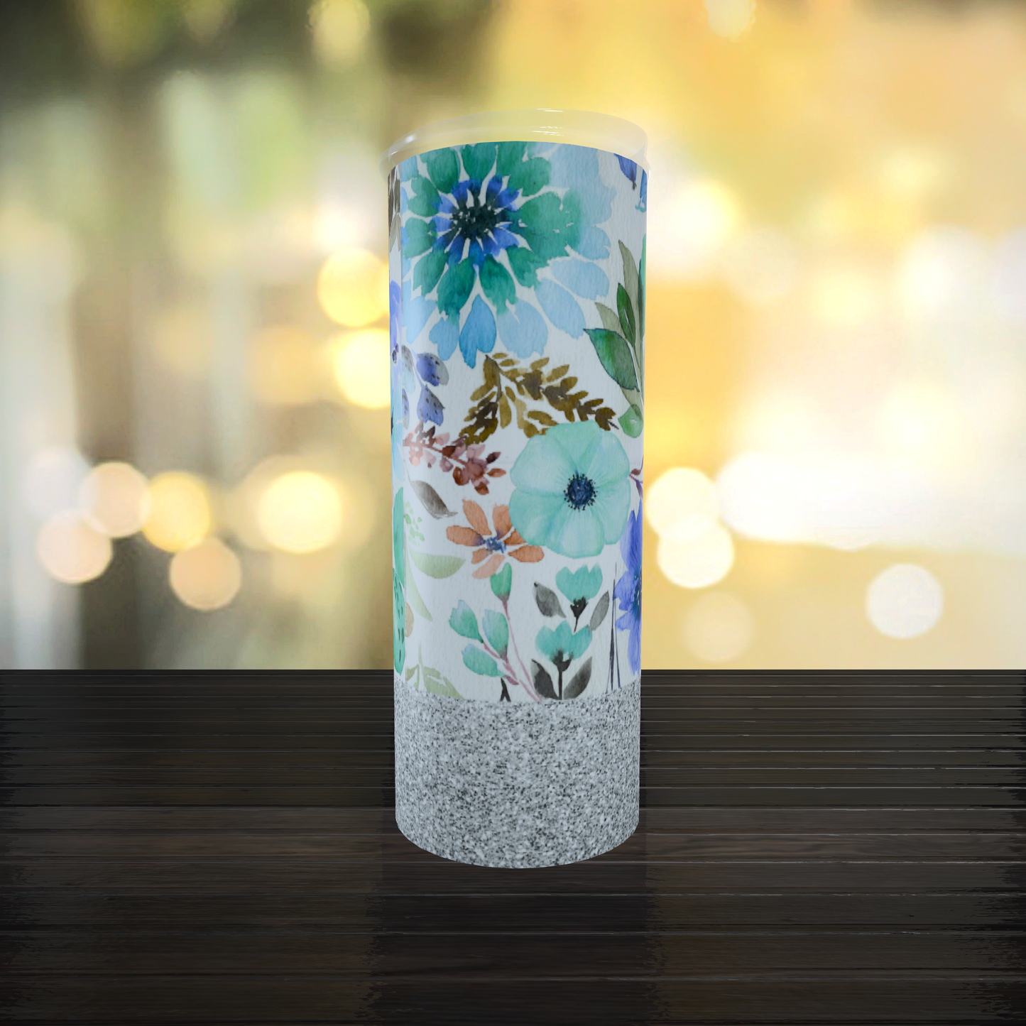 Mommy and me Floral Glitter Bottom 2 Tumbler Set