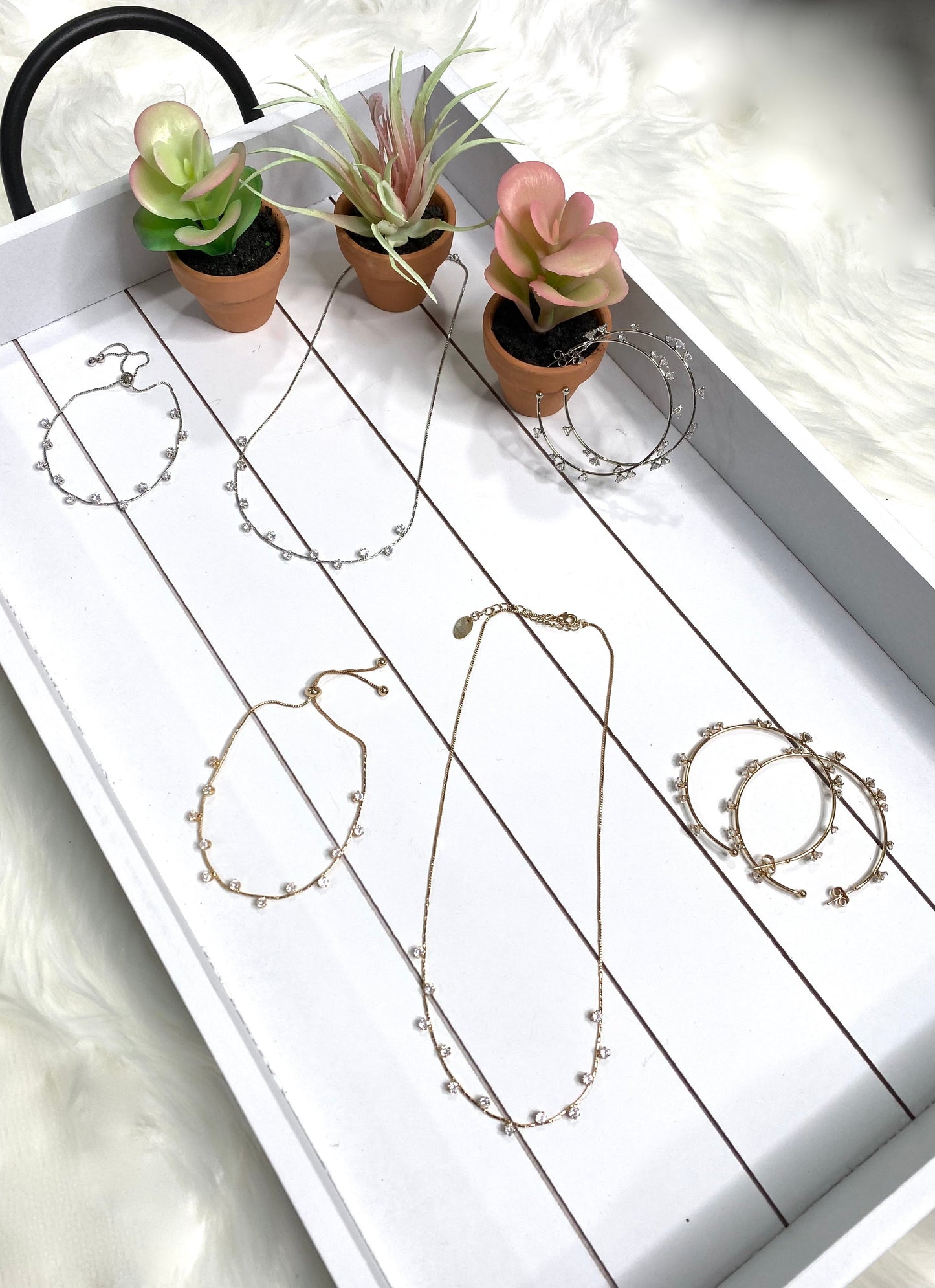 Cubic Zirconia Crystal Necklace in Silver