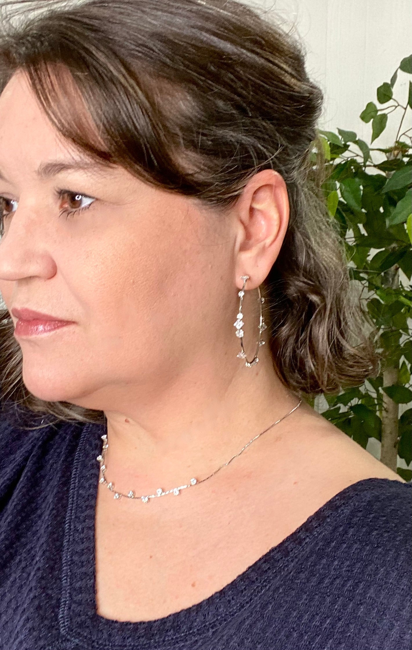 Cubic Zirconia Crystal Necklace in Silver