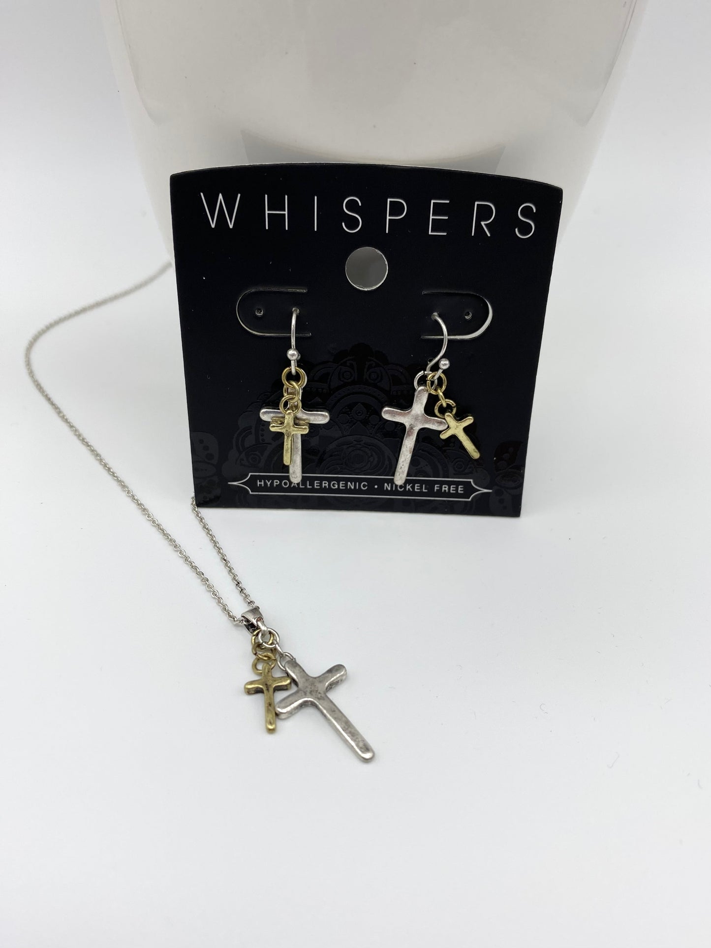 Mixed Metal Layered Cross Necklace