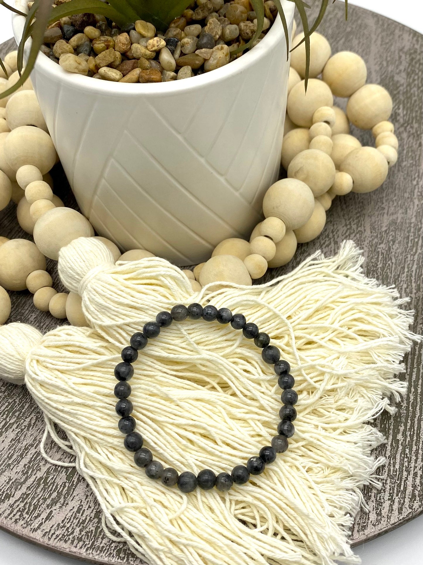 Larvikite Crystal Beaded Bracelet