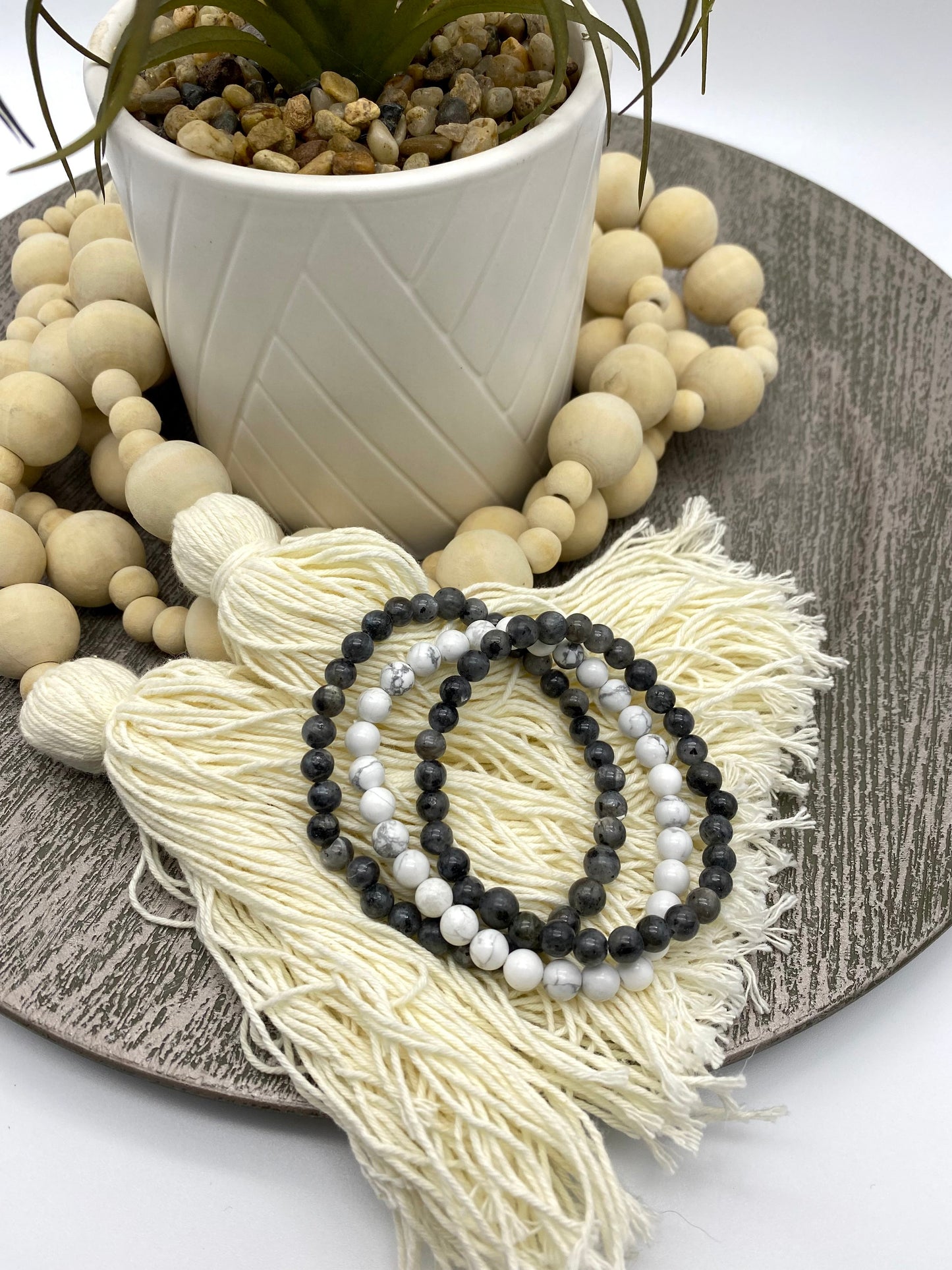 Larvikite Crystal Beaded Bracelet