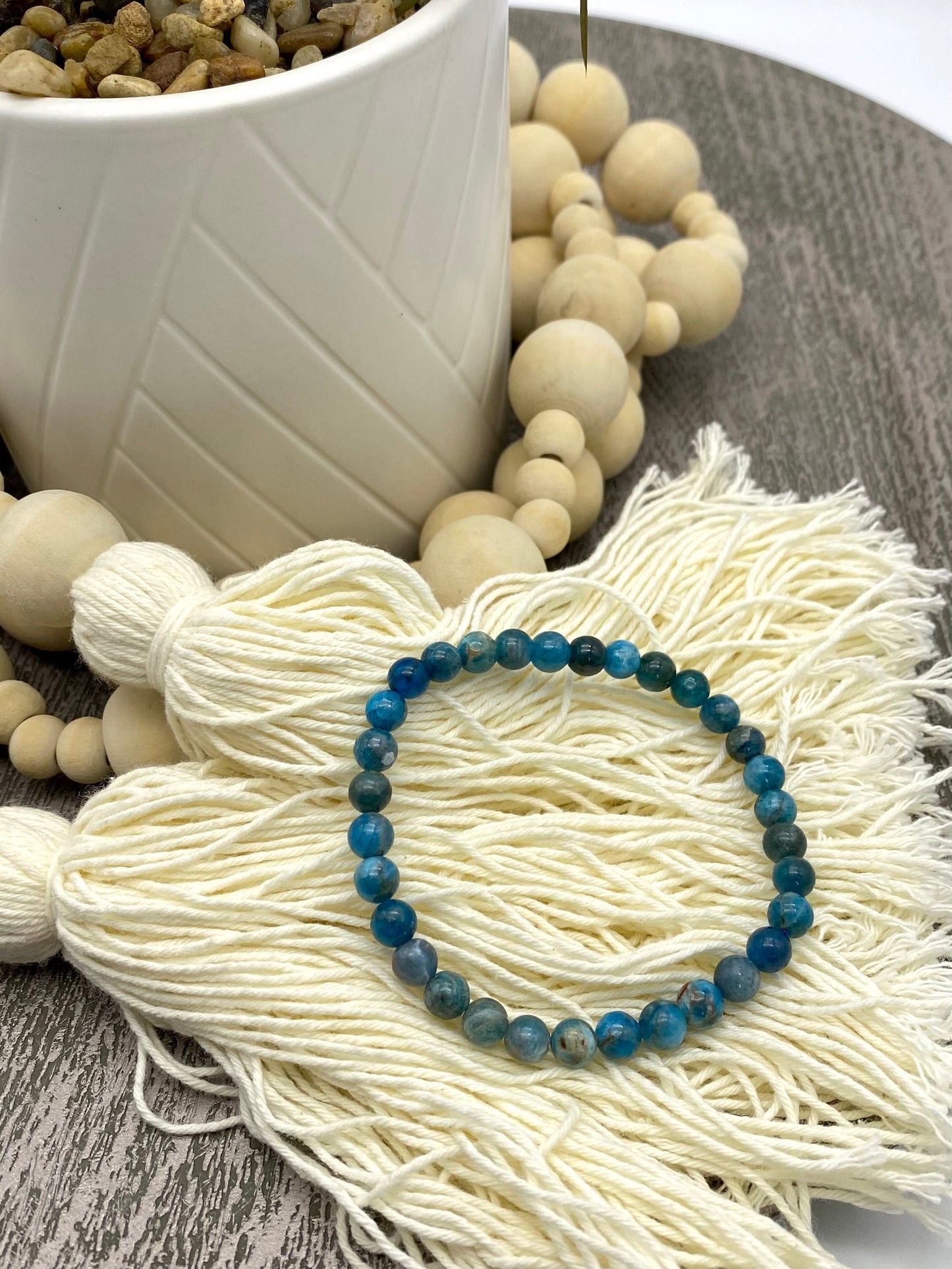 Blue Apatite Crystal Beaded Bracelet