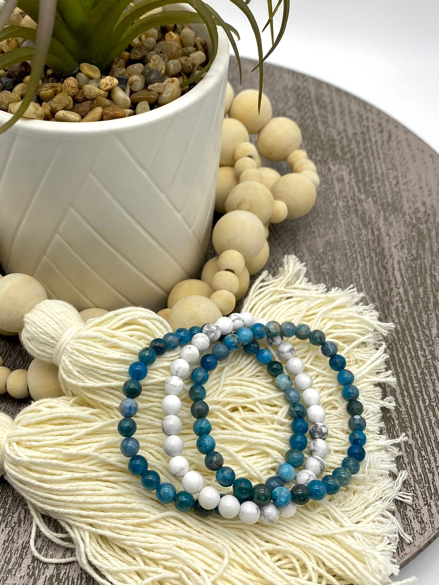 Blue Apatite Crystal Beaded Bracelet