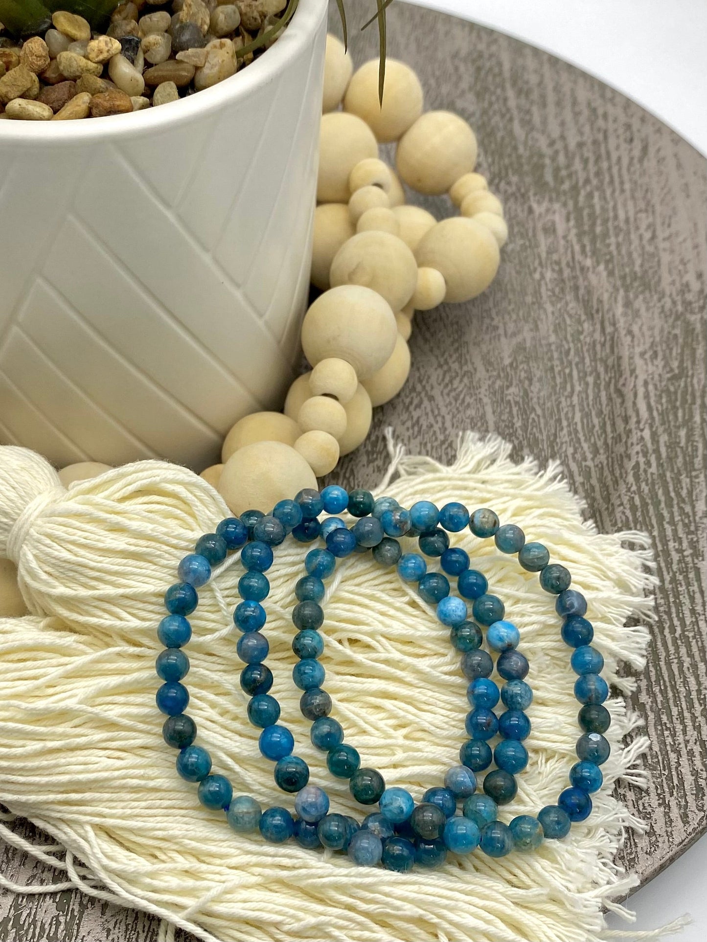 Blue Apatite Crystal Beaded Bracelet