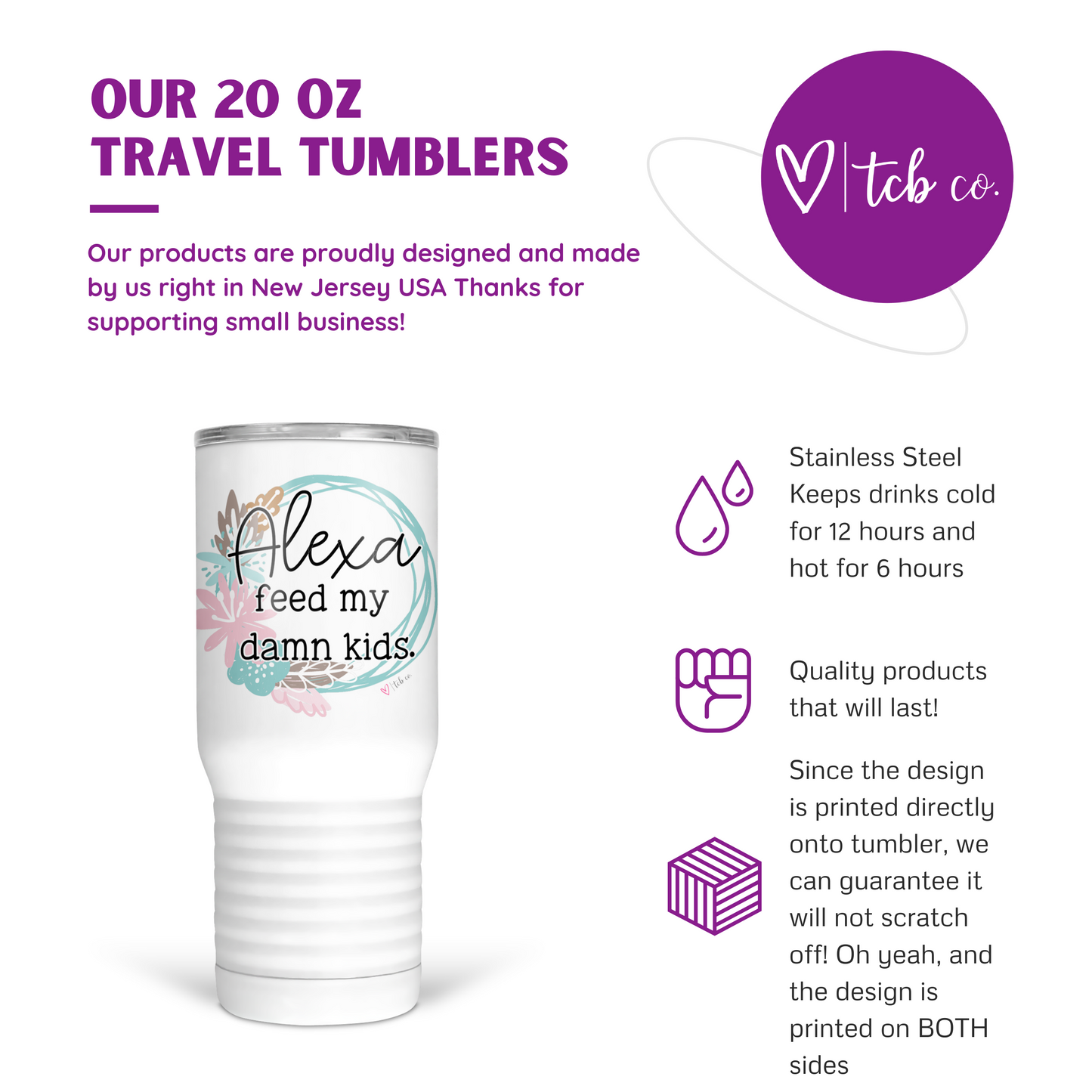 Alexa Feed My Kids 20 Oz Travel Tumbler