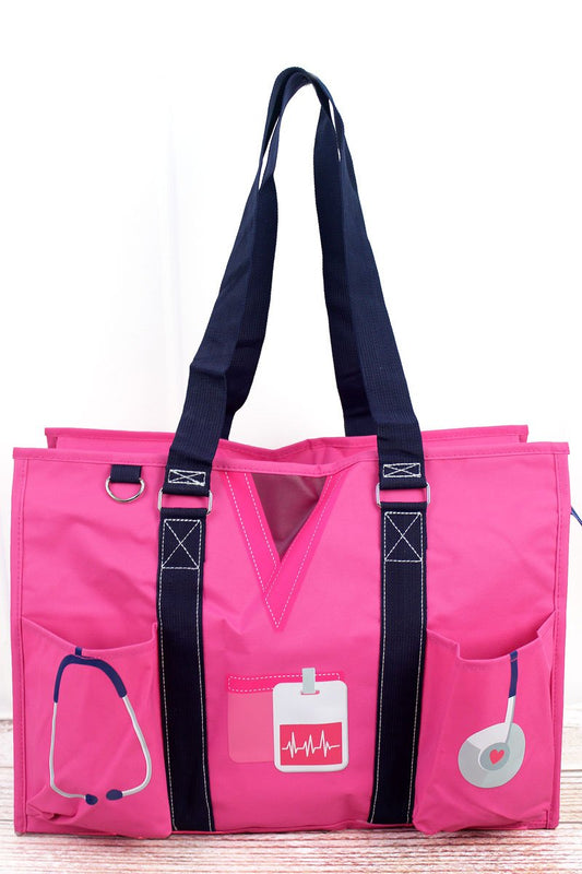Hot Pink Scrub Life Large Organizer Tote