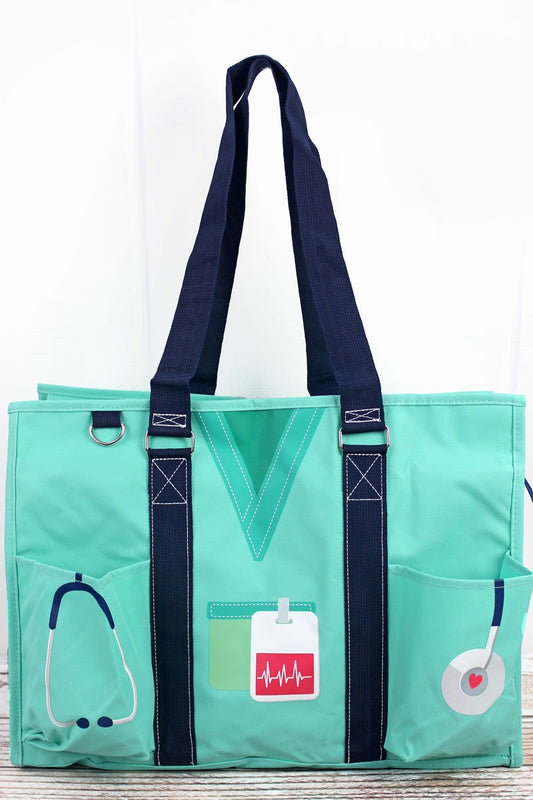 Mint Scrub Life Large Organizer Tote