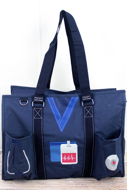 Navy Scrub Life Large Organizer Tote