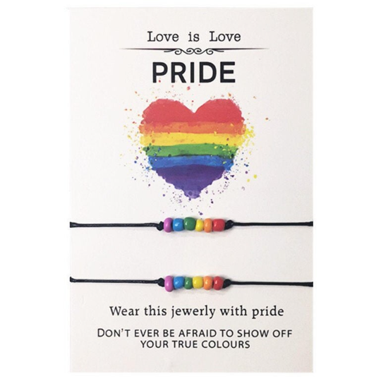 Rainbow LGBTQ Pride Braided Bracelet in Wax Cotton Rope