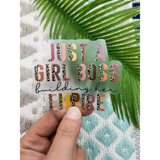 Just a Girl Boss, Clear Vinyl Sticker, 3in.