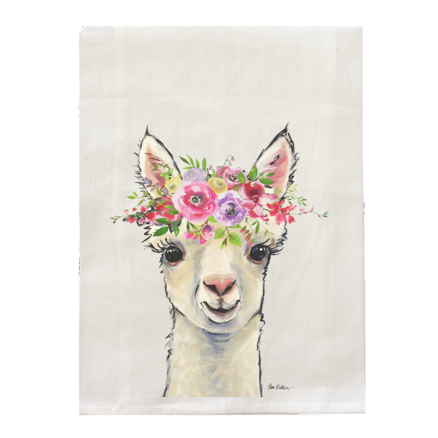 Spring Flower Alpaca Tea Towel, Farmhouse Towel Decor