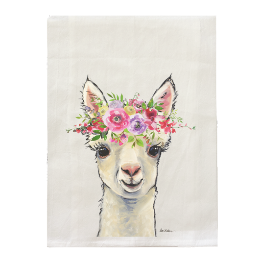Spring Flower Alpaca Tea Towel, Farmhouse Towel Decor