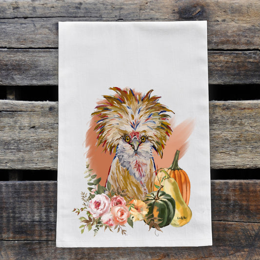 Chicken Tea Towel, 'Lola' Dish Towel Fall Kitchen Decor