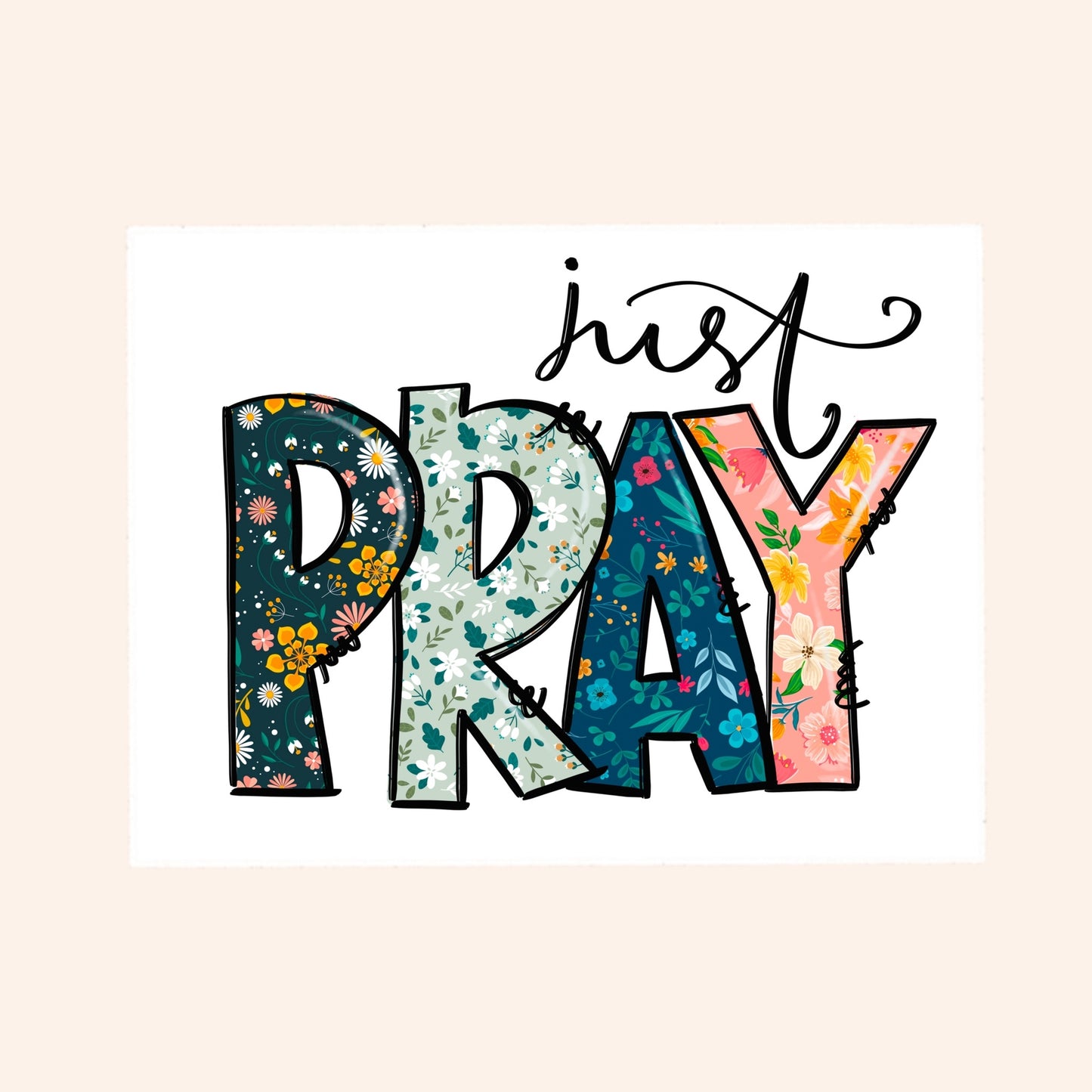 Just Pray, Clear Vinyl Sticker 3 inch