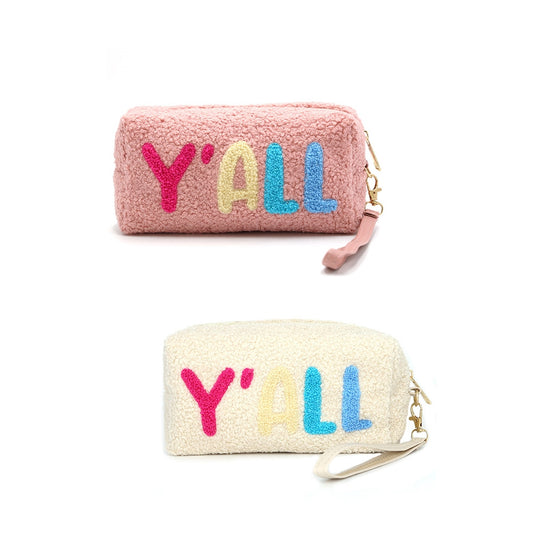 Faux Fur Y'all Wristlet Pouch