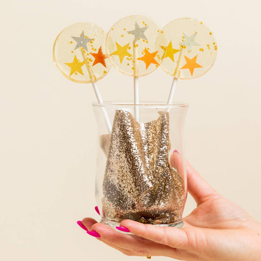 Metallic Stars Lollipops, Champagne