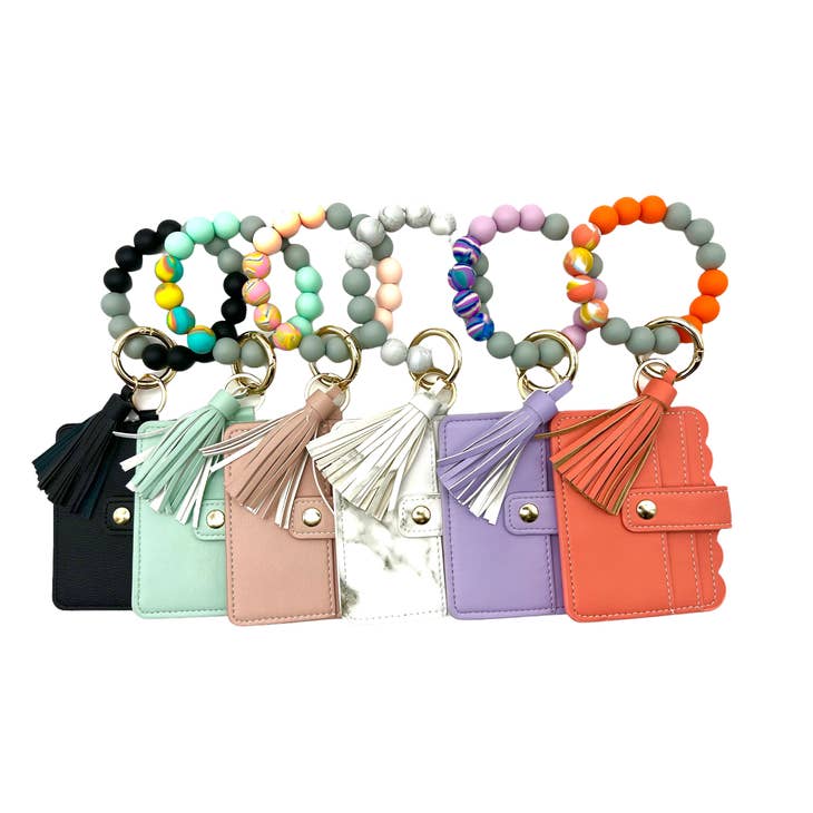 Wallet Wristlet Silicone Bead Tassel Keychains