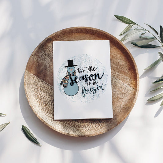 Tis The Season Snowman Winter Greeting Card
