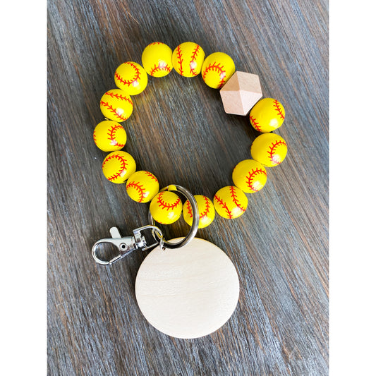 Softball Wooden Bead Wristlet