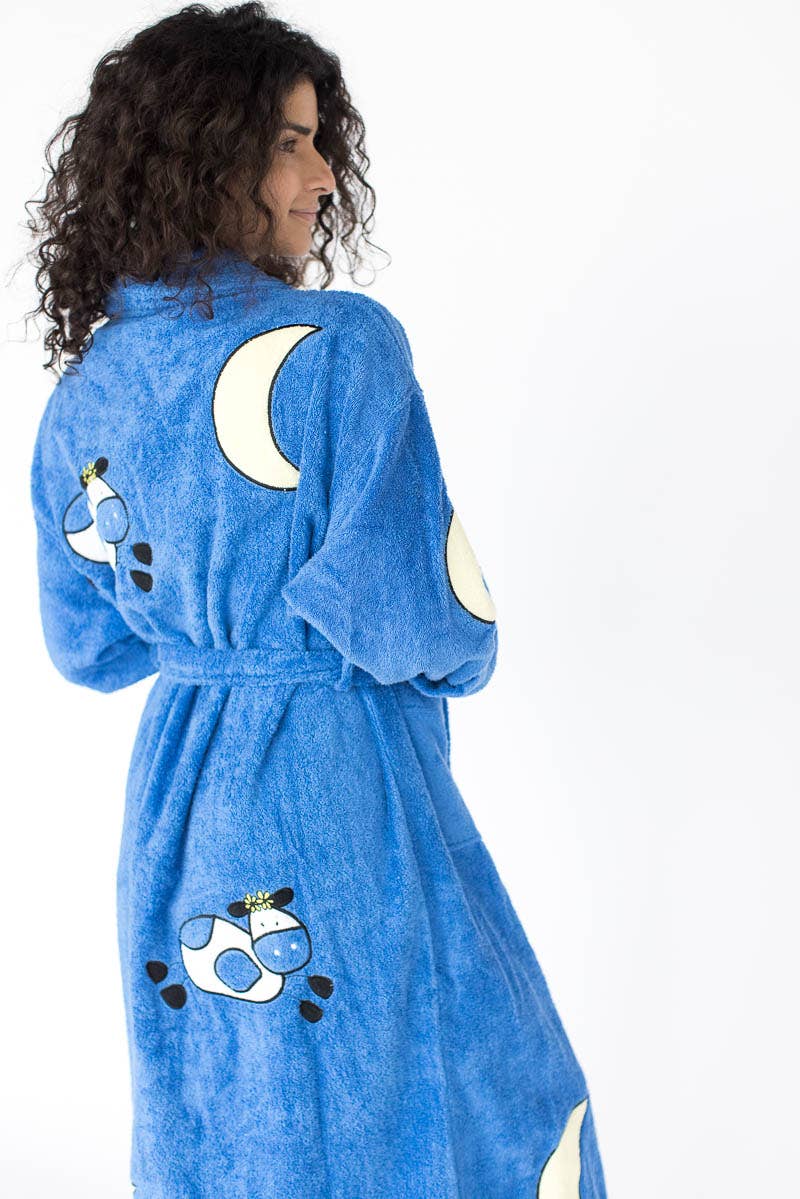Mandy Moo Applique Long Terry Bathrobe