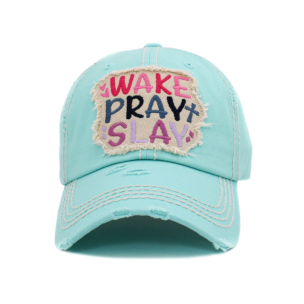WAKE PRAY SLAY Vintage Distressed Baseball Cap