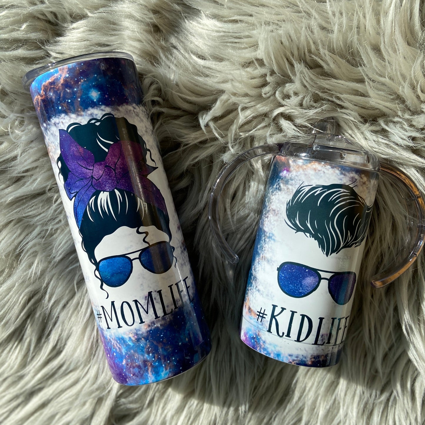 Mommy and me Galaxy mom life kid life BOY Tumbler Set