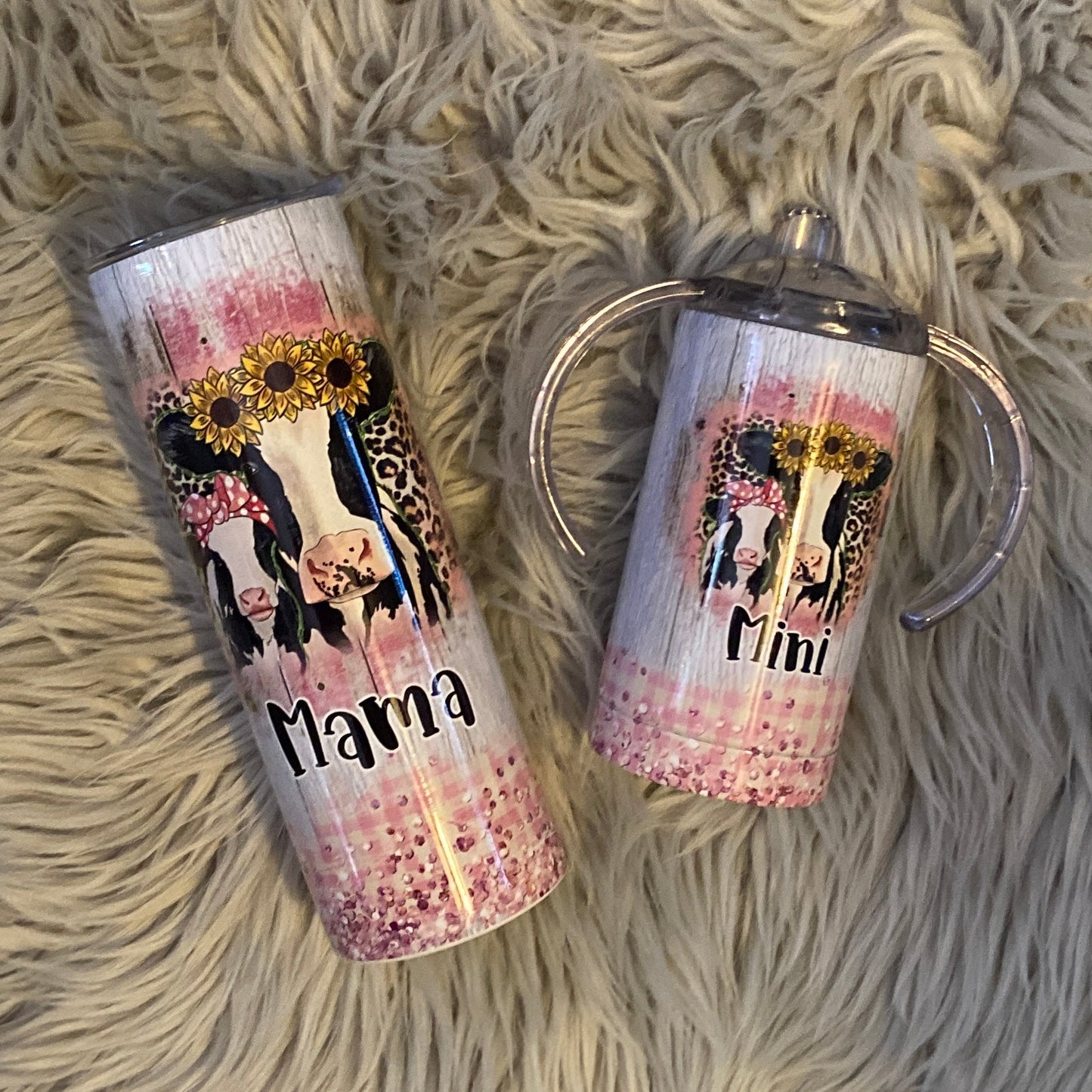 Mommy and me Mama Mini Cows Tumbler Set