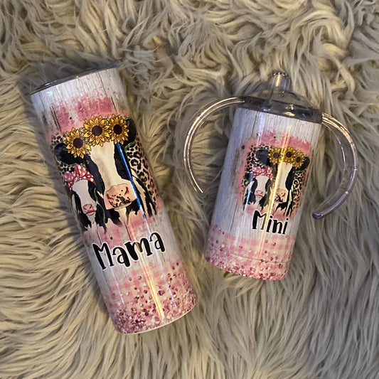 Mommy and me Mama Mini Cows Tumbler Set