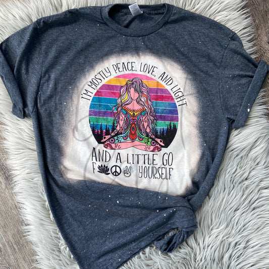 I'm Mostly Peace, Love, and Light Grey Tee