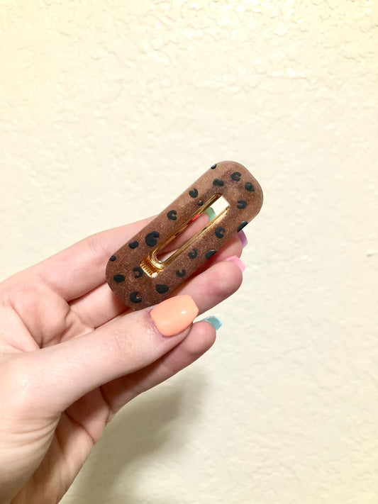 Dark Brown Leopard Hair Clip