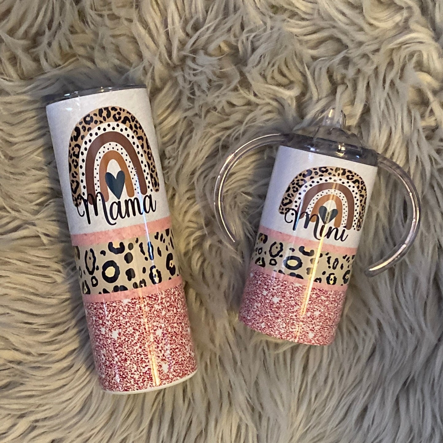 Mommy and me Mama Mini Boho Rainbow Tumbler Set