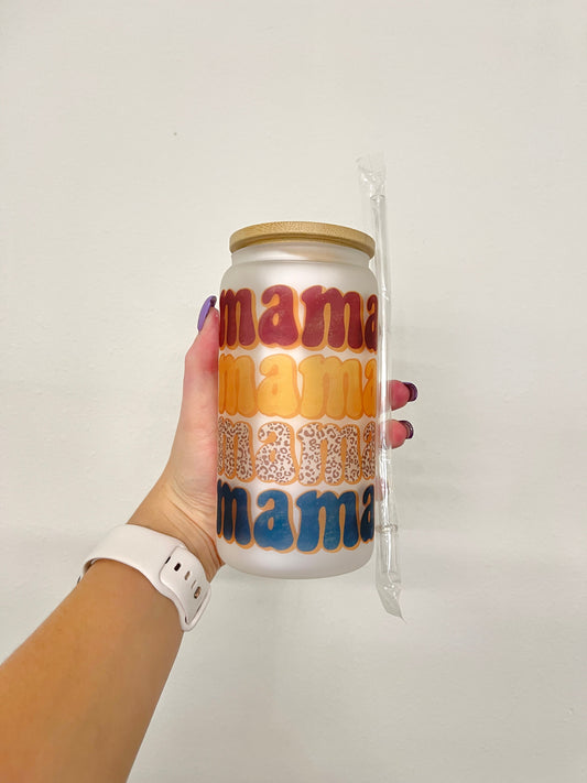 Fall Mama Frosted Glass