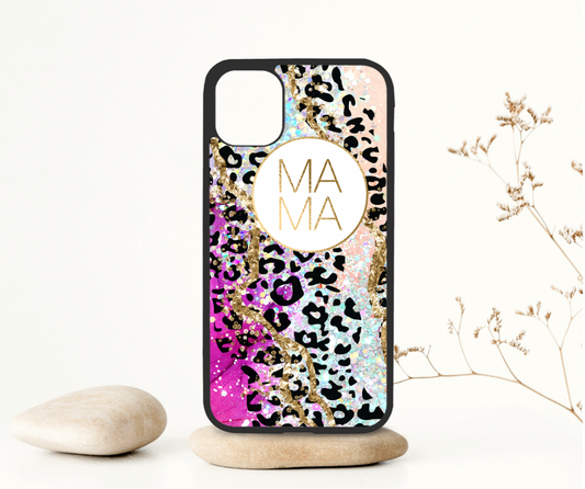 Glitter Leopard Mama Phone Case