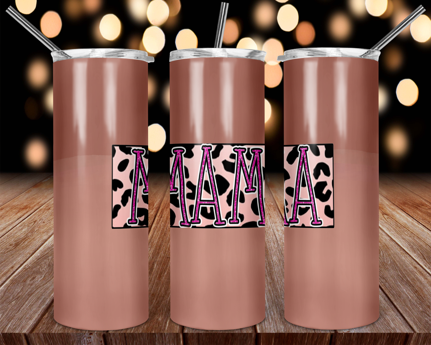 Mommy and me Mama Mini Pink Leopard Tumbler Set