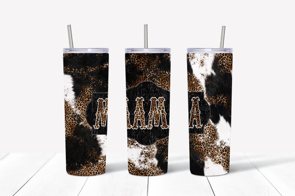 Mommy and me Mama Mini Cowhide Tumbler Set