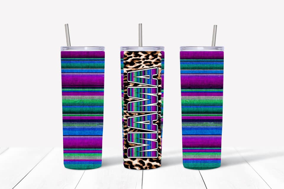 Mommy and me Mama Mini Serape Leopard Tumbler Set