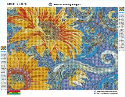 Sunflower Starry Night - Diamond Painting Bling Art