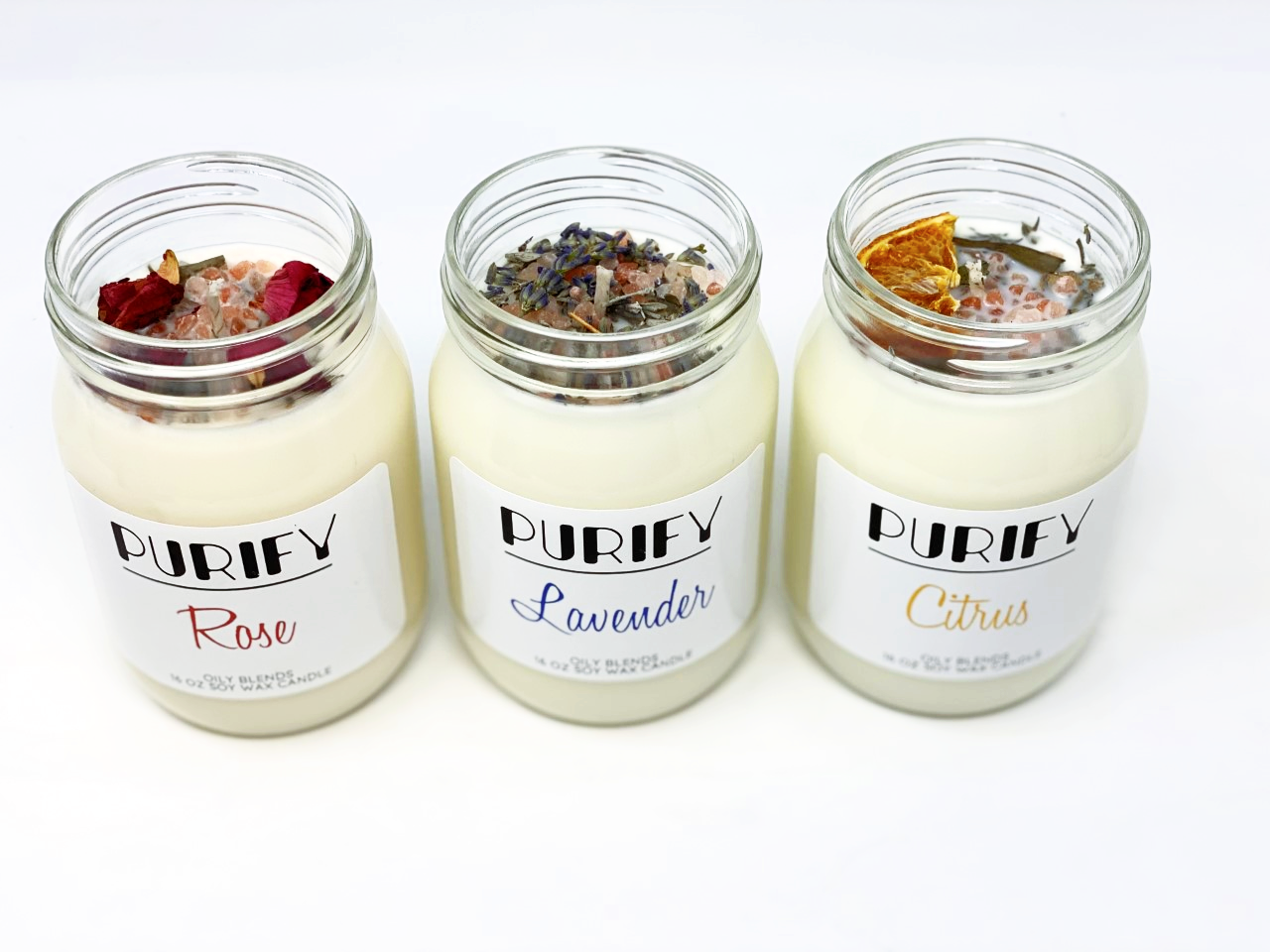 Jumbo Purify Candles with Herbs and Pink Salt - 100 Hour Burn Time Soy Wax Candles