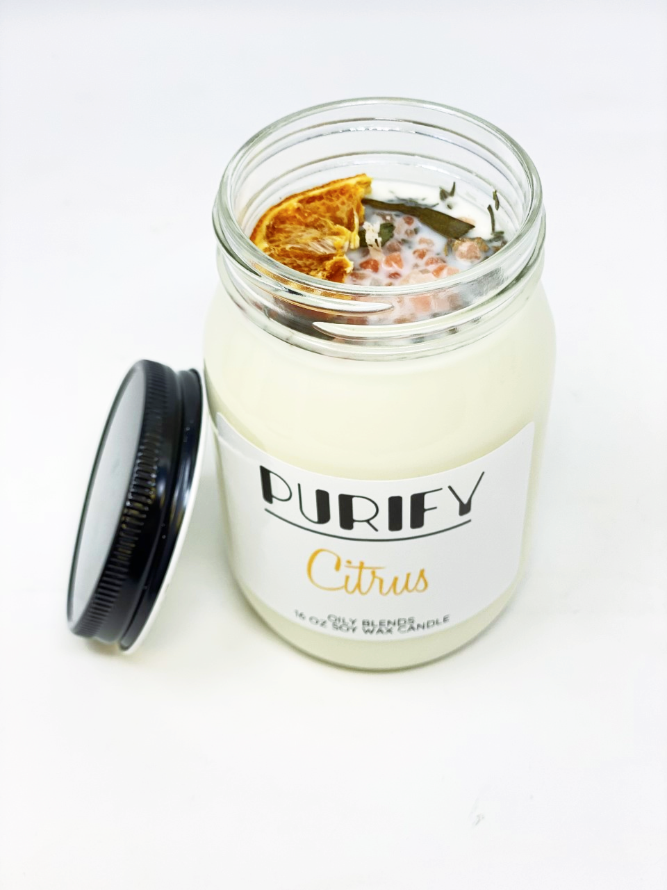 Jumbo Purify Candles with Herbs and Pink Salt - 100 Hour Burn Time Soy Wax Candles