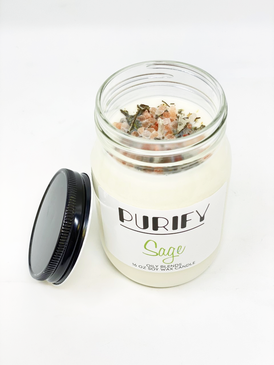 Jumbo Purify Candles with Herbs and Pink Salt - 100 Hour Burn Time Soy Wax Candles