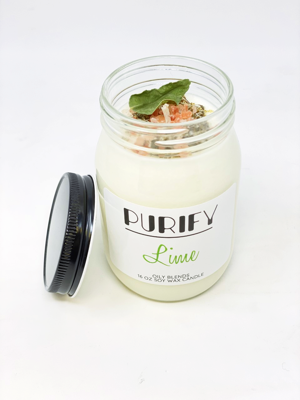 Jumbo Purify Candles with Herbs and Pink Salt - 100 Hour Burn Time Soy Wax Candles