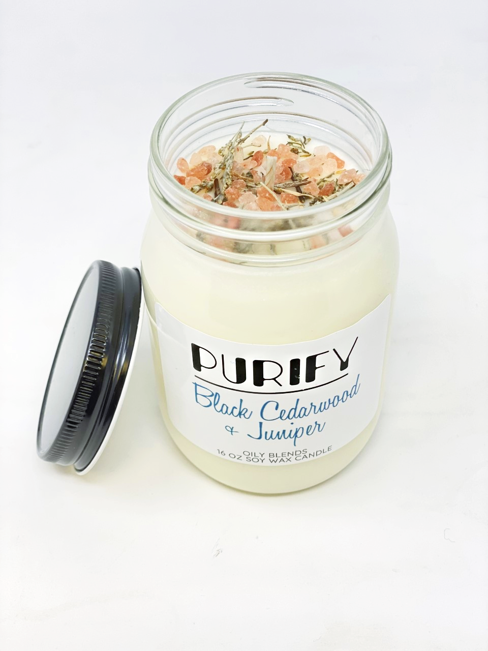Jumbo Purify Candles with Herbs and Pink Salt - 100 Hour Burn Time Soy Wax Candles