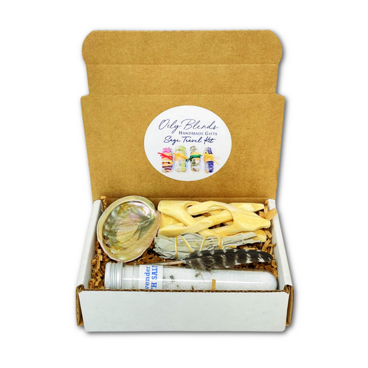 Mini Sage Smudge Travel Kit with Abalone Shell and Feather